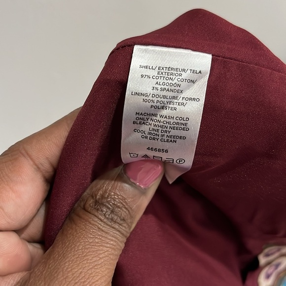 Loft Outlet Womens Skirt Pencil Red Floral Size 14 Floral Burgundy Skirt career - Picture 4 of 7